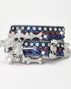 Skull rhinestone spicegirl European style belt for women