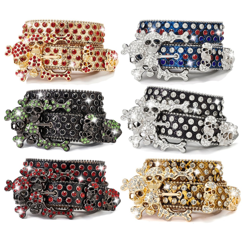 Skull rhinestone spicegirl European style belt for women