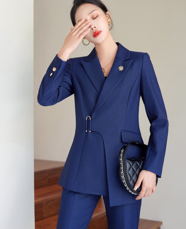 Niche temperament casual pants overalls coat a set for women