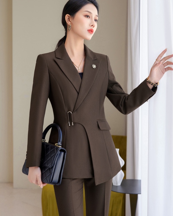 Niche temperament casual pants overalls coat a set for women