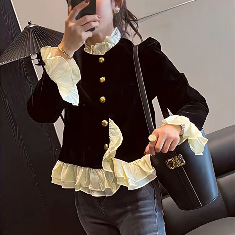 Autumn buckle coat Korean style tops for women