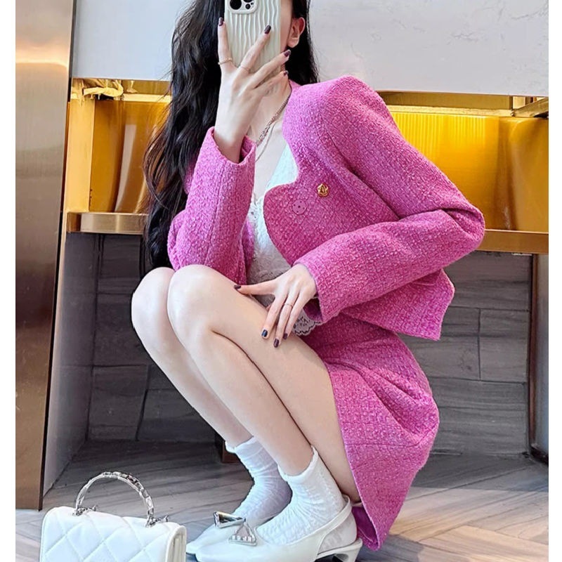 Western style shorts chanelstyle coat 2pcs set for women