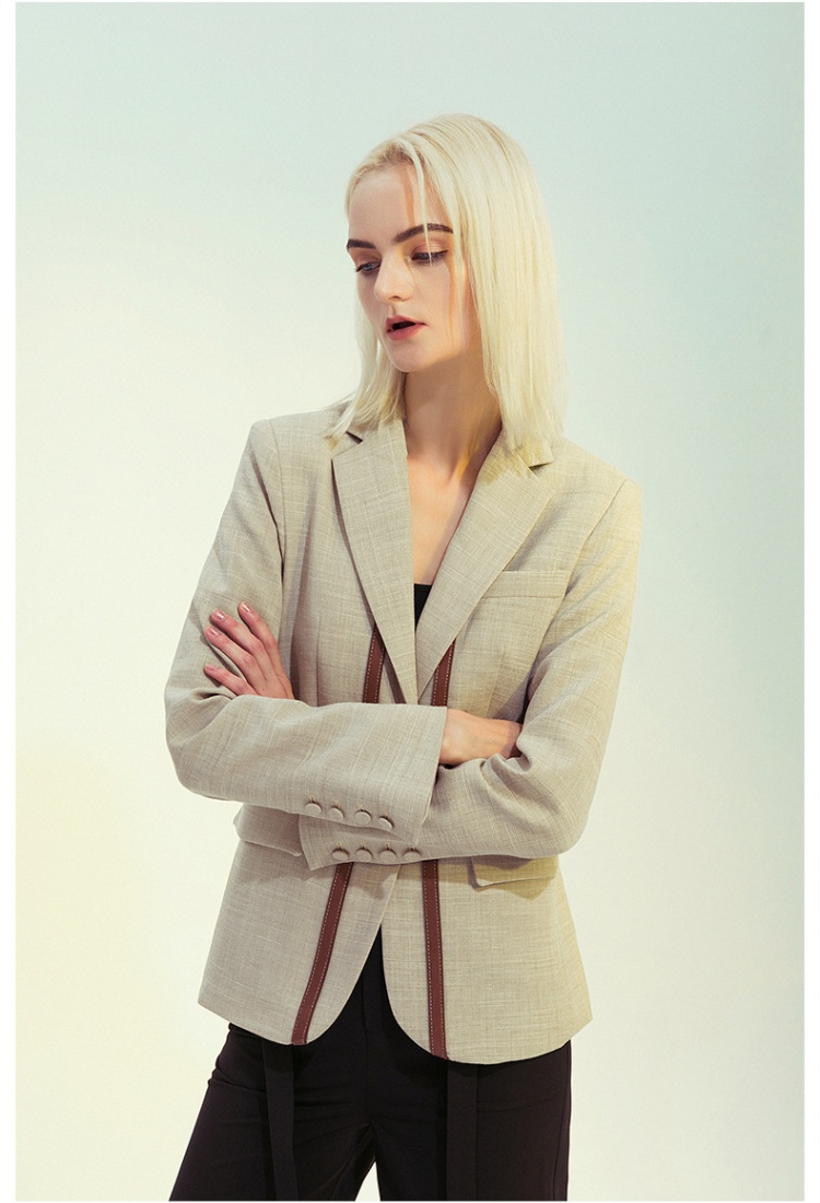 Strap splice coat with belt autumn and winter business suit