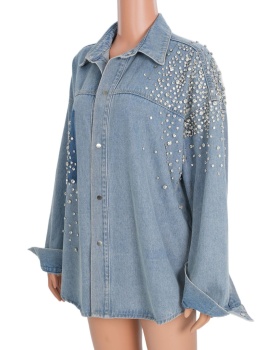 Irregular loose autumn and winter coat denim washed shirt