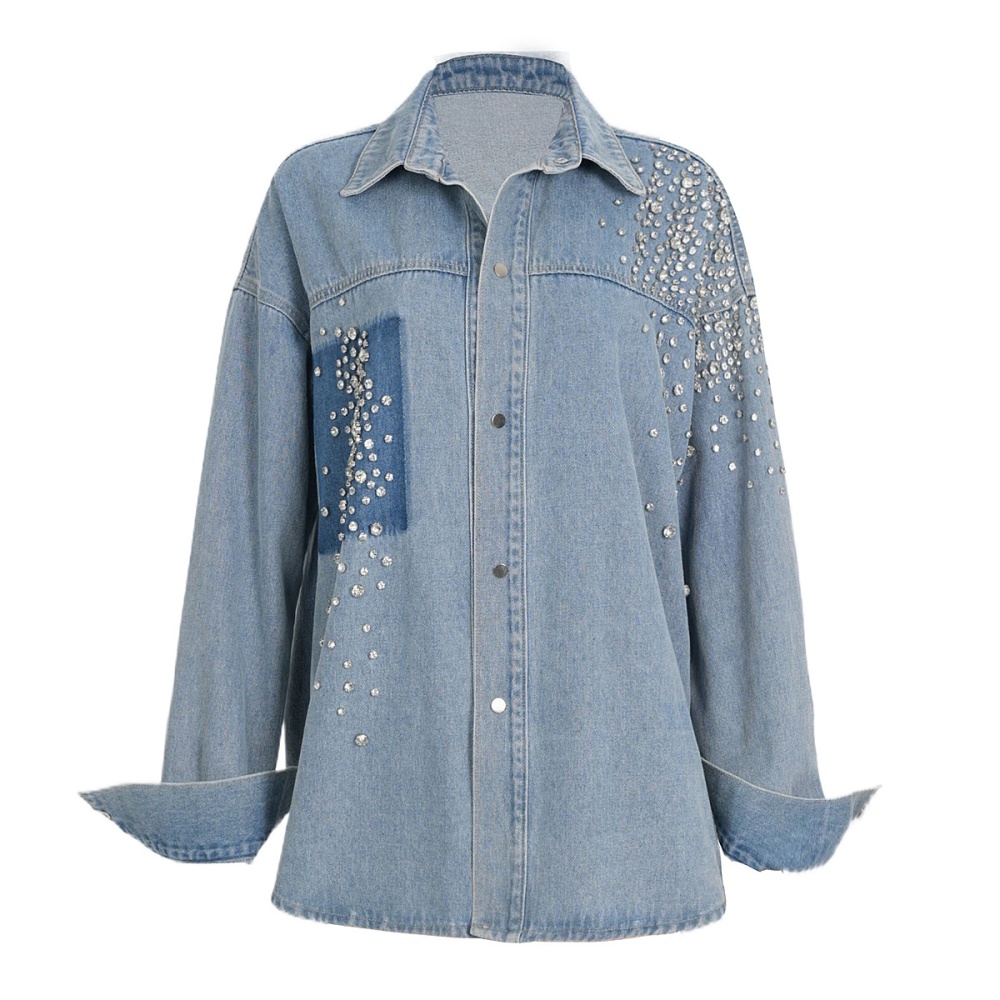 Irregular loose autumn and winter coat denim washed shirt