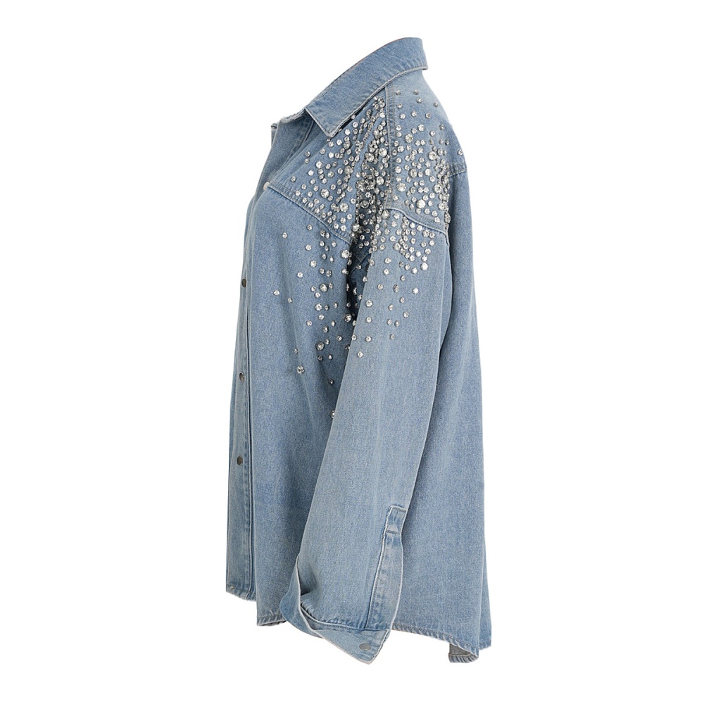 Irregular loose autumn and winter coat denim washed shirt