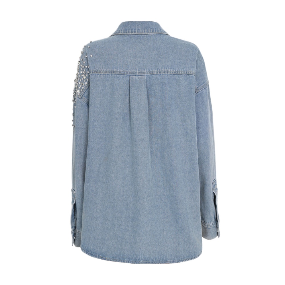 Irregular loose autumn and winter coat denim washed shirt