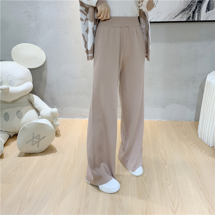 Knitted wide leg pants cardigan 2pcs set for women