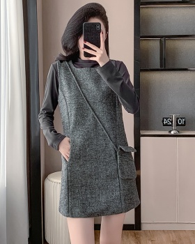 Chanelstyle long sleeve vest fashion dress 2pcs set