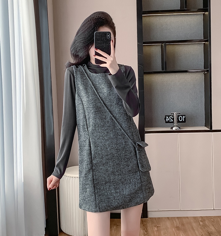 Chanelstyle long sleeve vest fashion dress 2pcs set