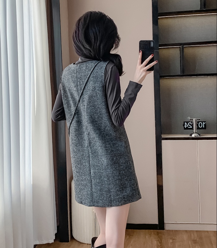 Chanelstyle long sleeve vest fashion dress 2pcs set