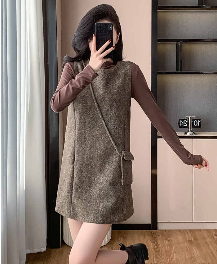 Chanelstyle long sleeve vest fashion dress 2pcs set