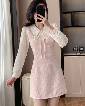 Pseudo-two doll collar chanelstyle dress for women