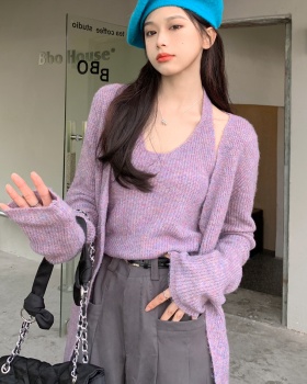 Halter knitted sling cardigan 2pcs set