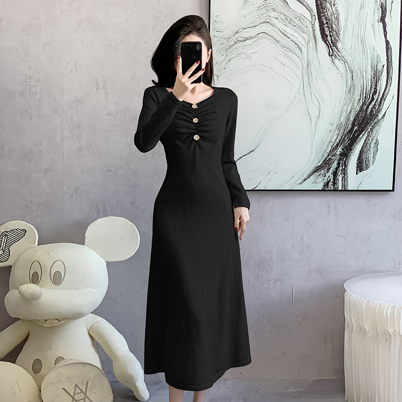 Pinched waist inside the ride overcoat temperament dress