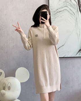 Korean style small fellow sweater loose dress