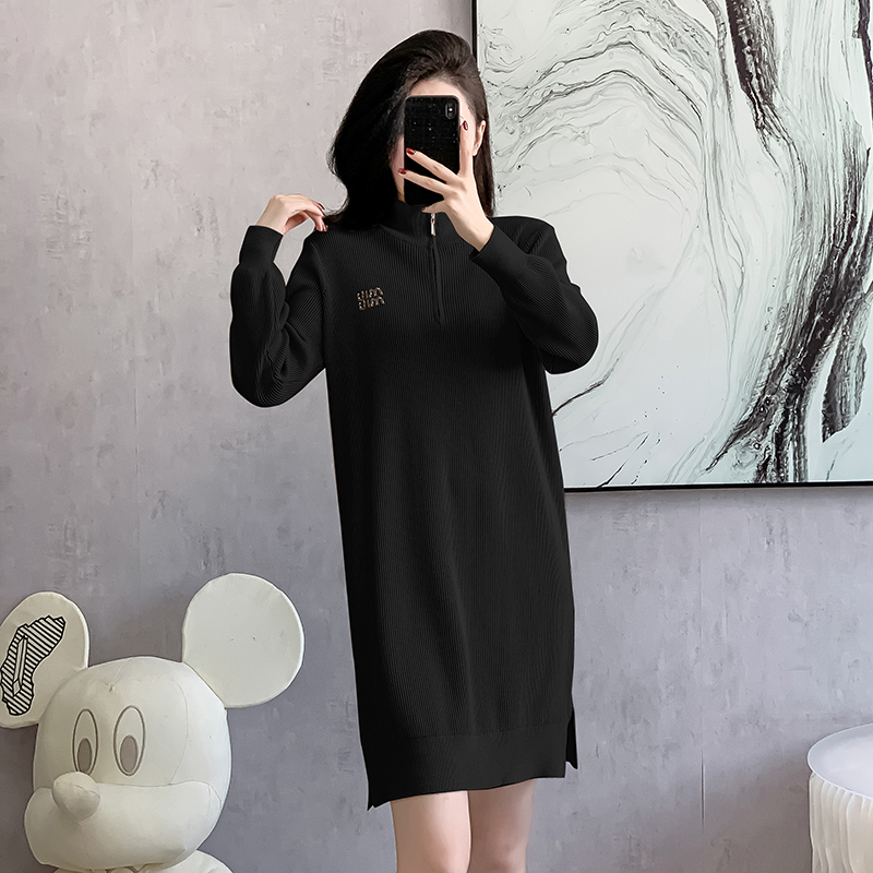 Korean style small fellow sweater loose dress