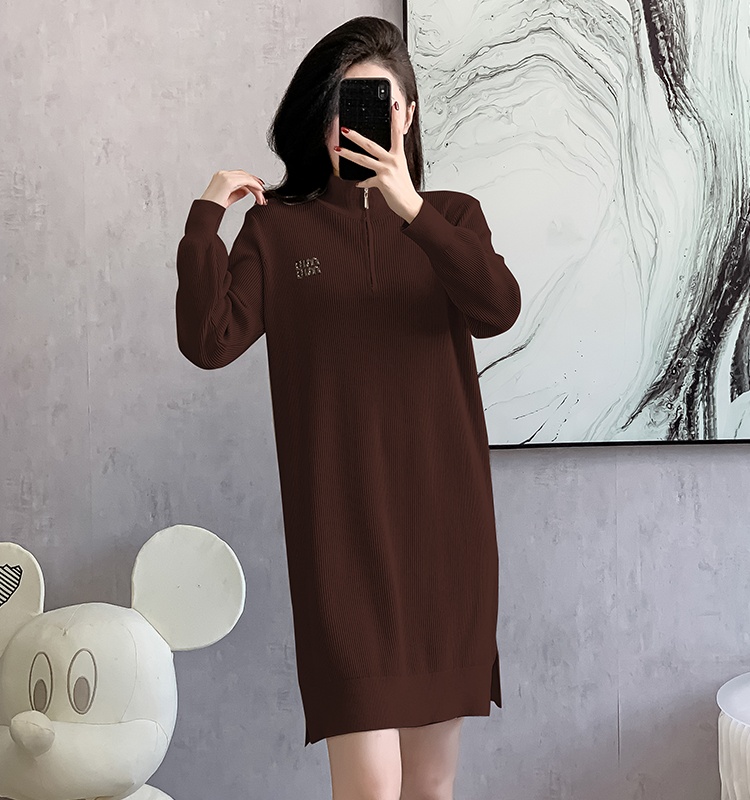 Korean style small fellow sweater loose dress