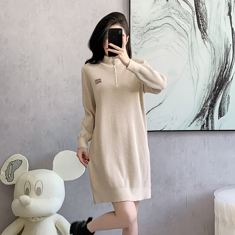 Korean style small fellow sweater loose dress