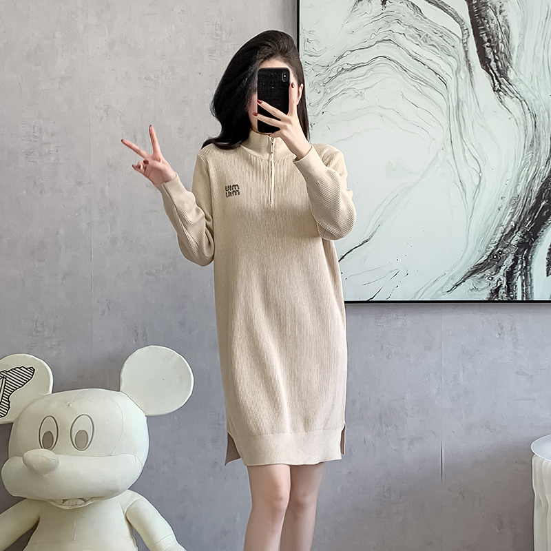 Korean style small fellow sweater loose dress