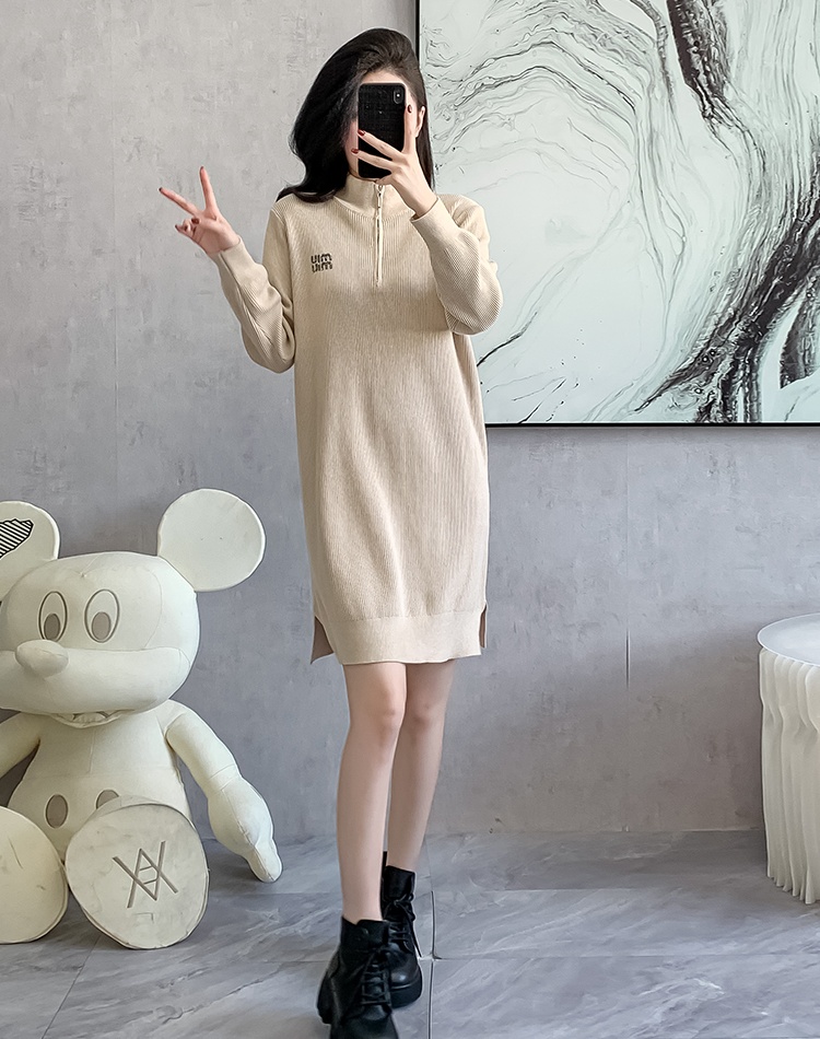 Korean style small fellow sweater loose dress