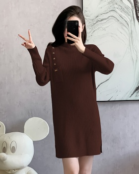 Knitted split pure Korean style loose dress