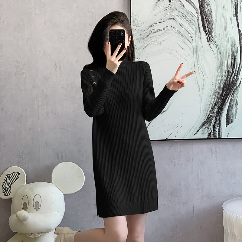 Knitted split pure Korean style loose dress