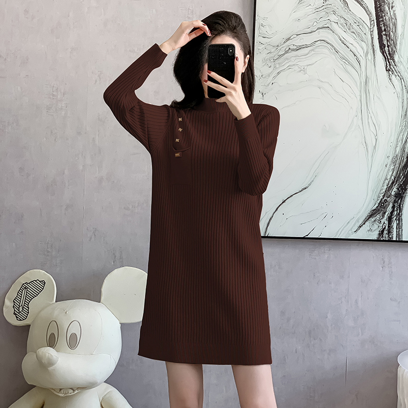 Knitted split pure Korean style loose dress