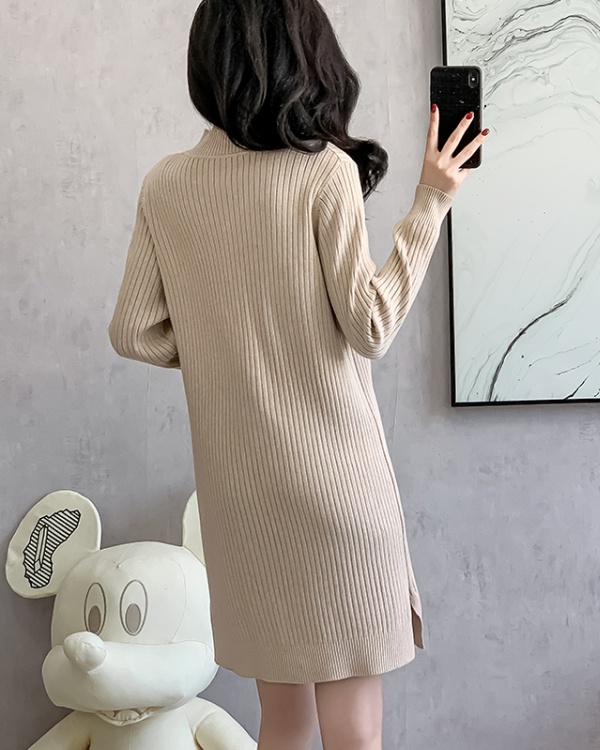 Knitted split pure Korean style loose dress