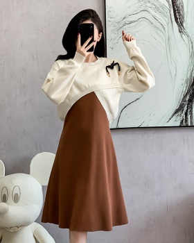 Chinese style sweater long dress 2pcs set for women