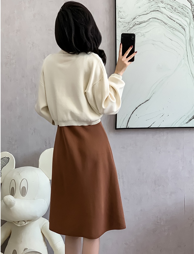 Chinese style sweater long dress 2pcs set for women