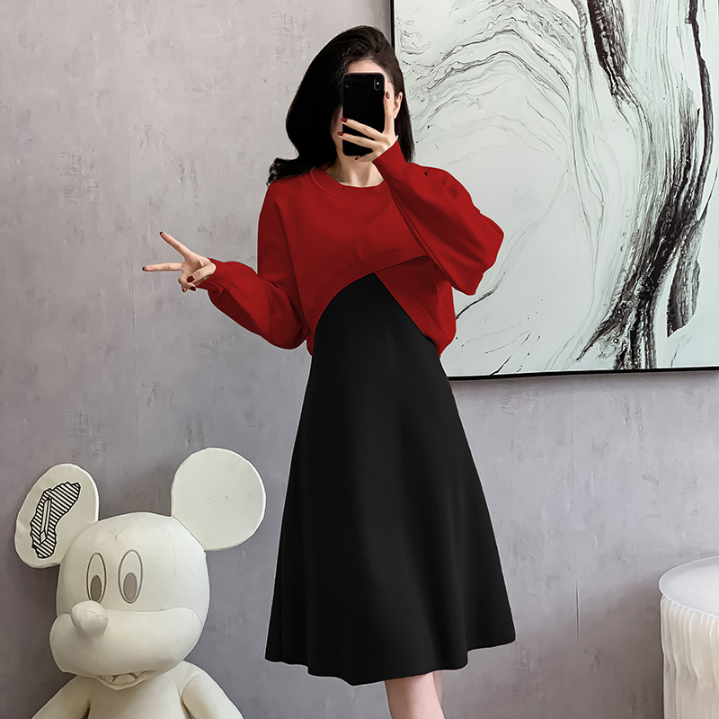 Chinese style sweater long dress 2pcs set for women