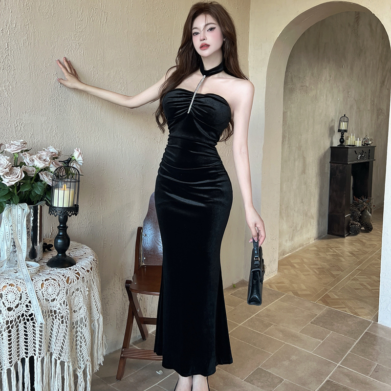 Mermaid low-cut long dress bottoming formal dress