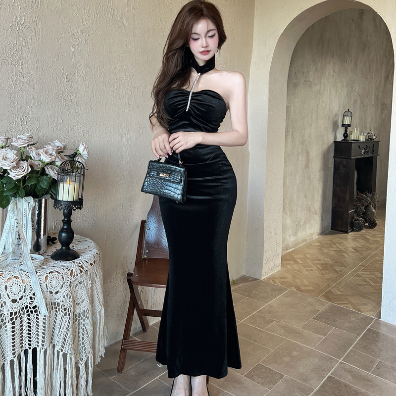 Mermaid low-cut long dress bottoming formal dress