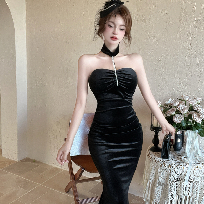 Mermaid low-cut long dress bottoming formal dress