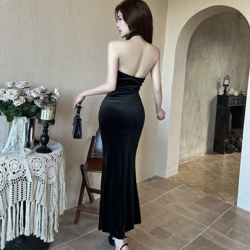 Mermaid low-cut long dress bottoming formal dress