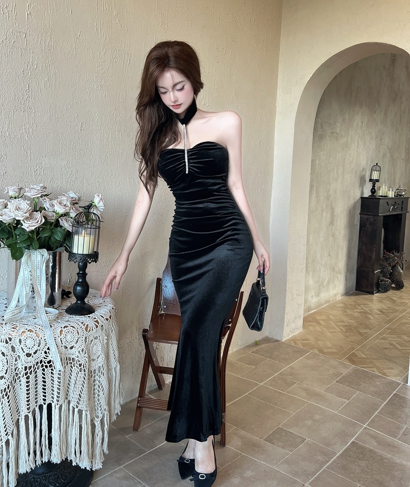 Mermaid low-cut long dress bottoming formal dress