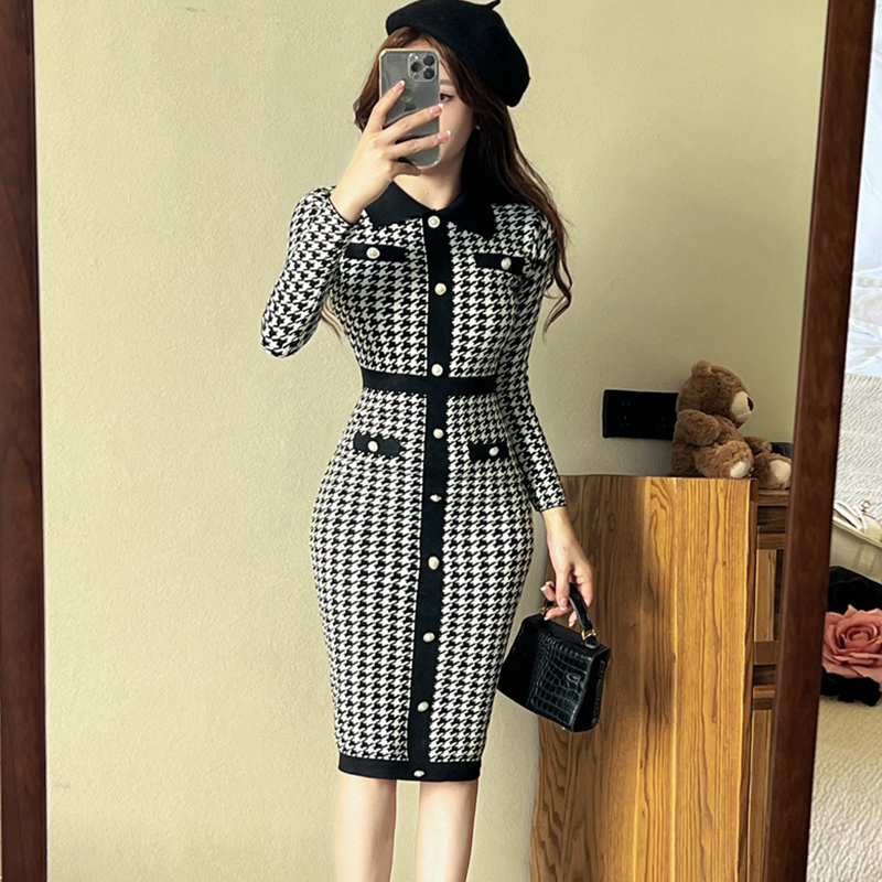 Ladies bottoming long dress long sleeve overcoat for women