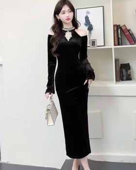 France style formal dress long sleeve long dress