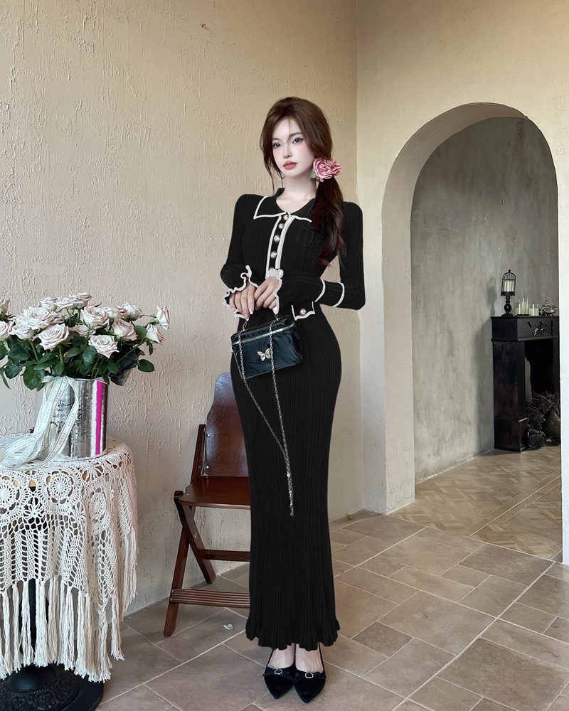 Chanelstyle long dress long sleeve dress for women