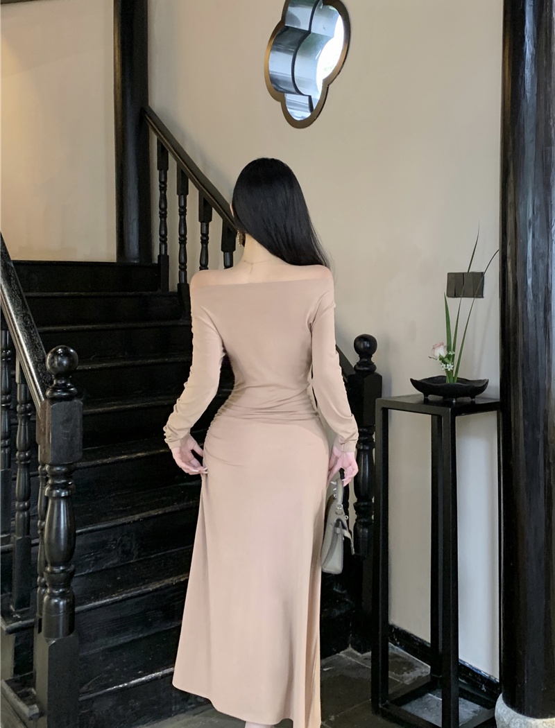 Slim sloping shoulder jumpsuit all-match simple long dress