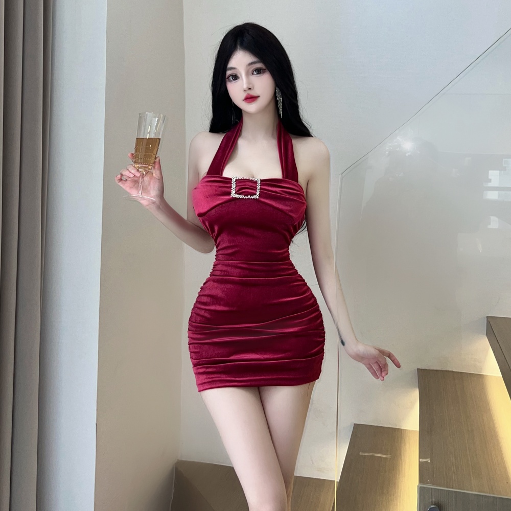 Slim package hip dress halter sexy formal dress for women