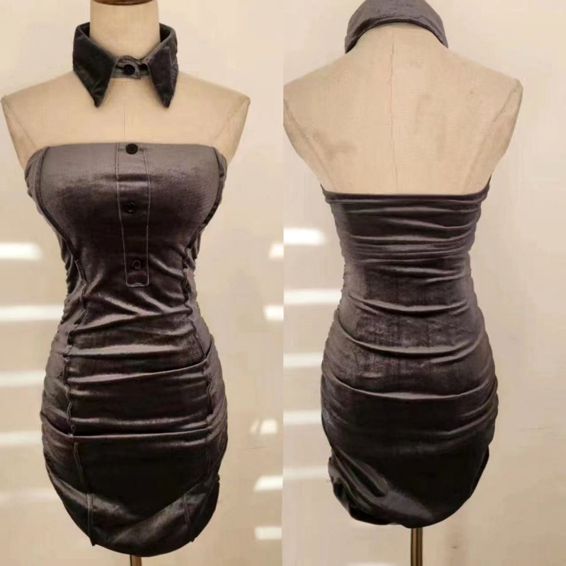 Sexy spicegirl formal dress wrapped chest velvet dress for women