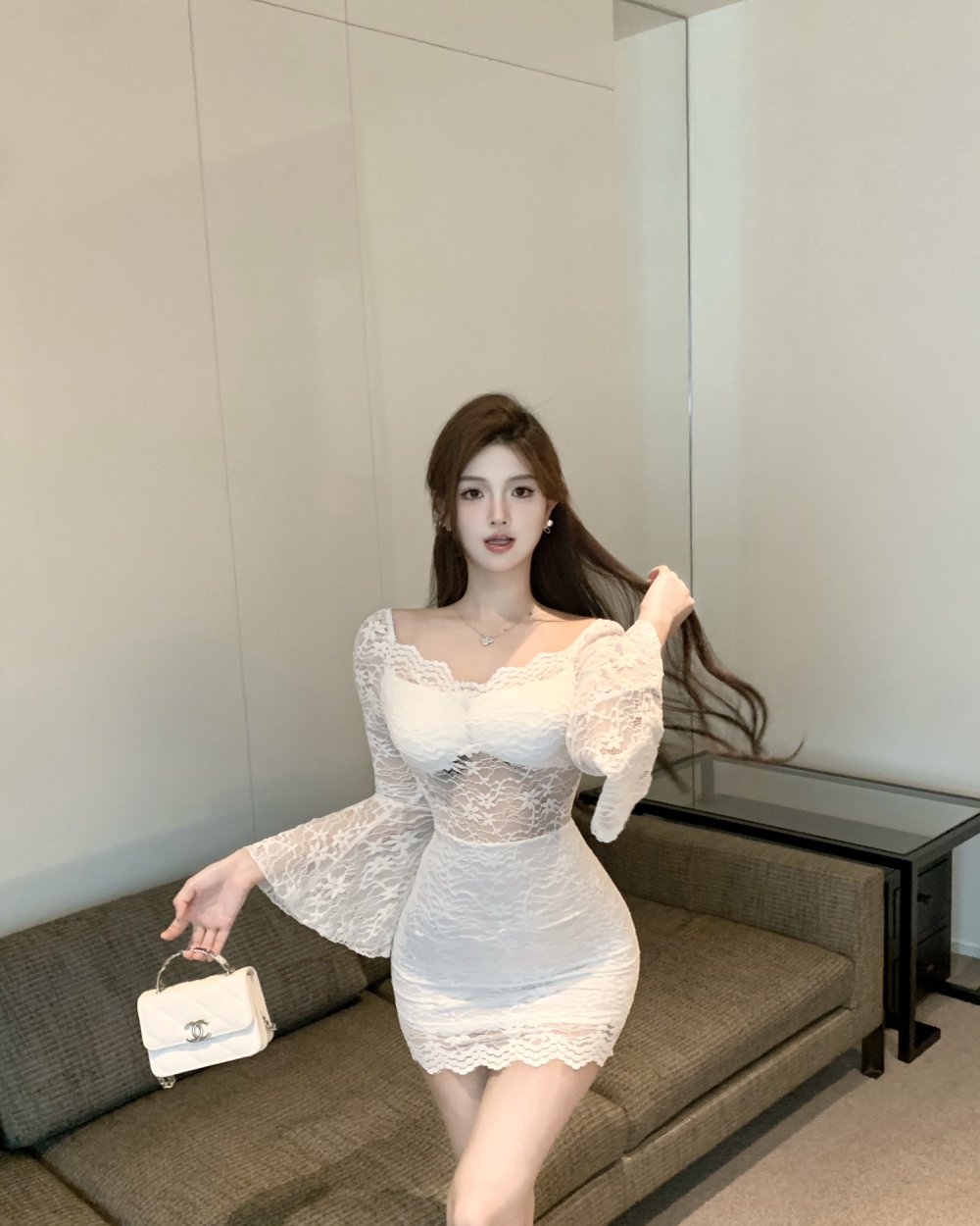 White fashion sexy package hip dress for women