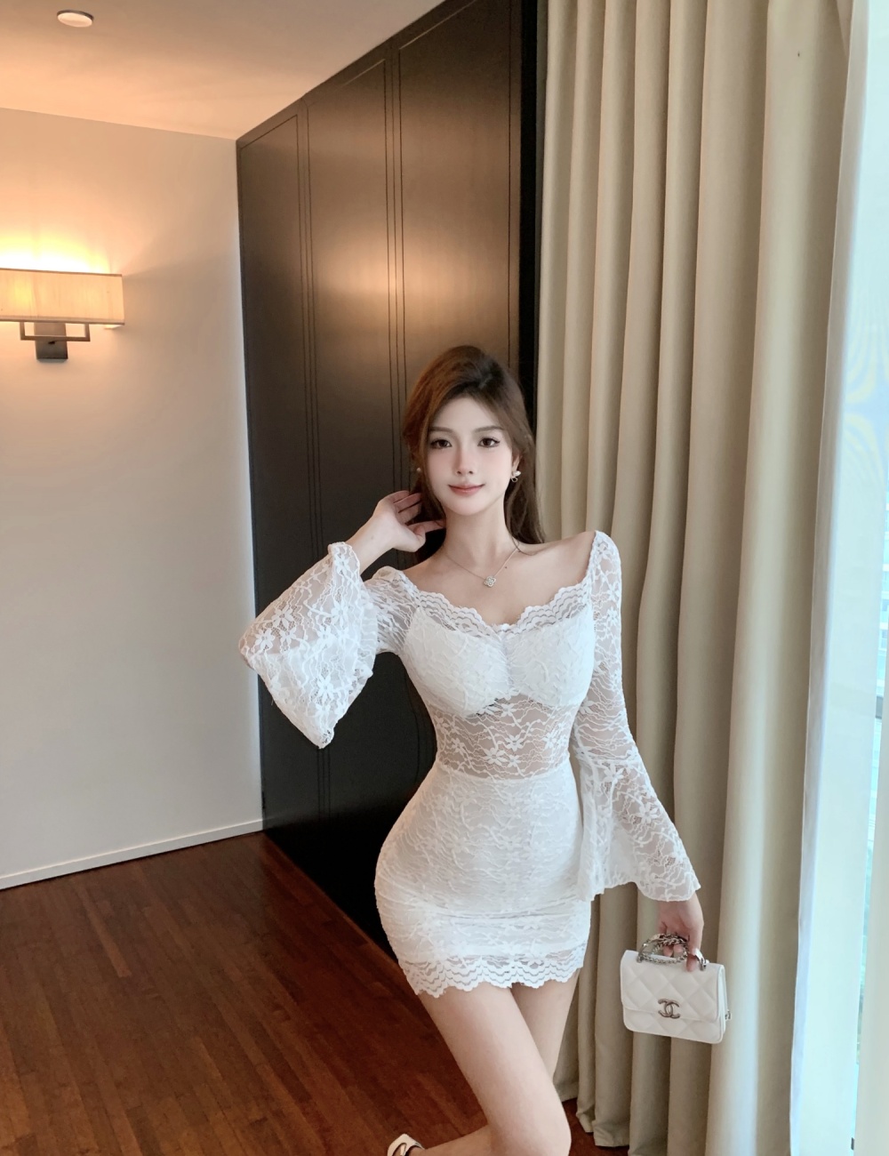 White fashion sexy package hip dress for women