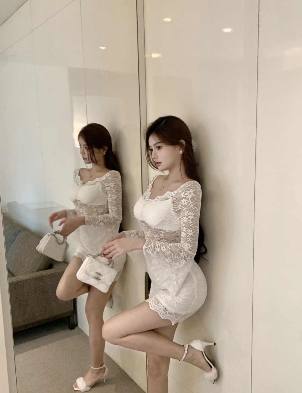 White fashion sexy package hip dress for women