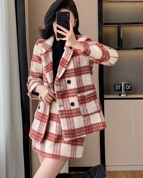 Fashionable winter coat plaid business suit 2pcs set