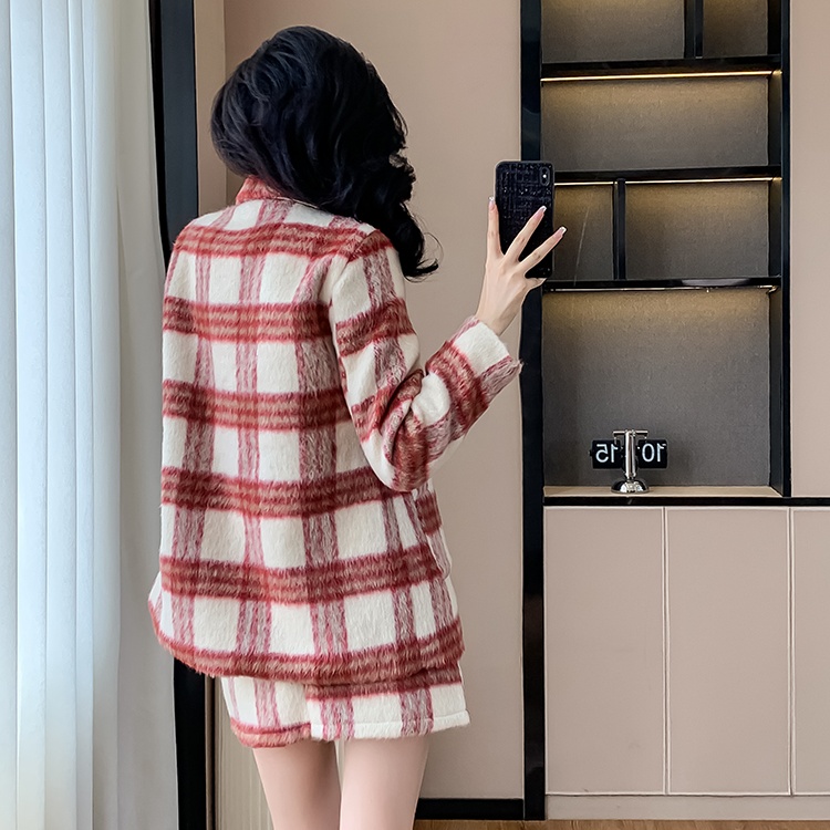 Fashionable winter coat plaid business suit 2pcs set