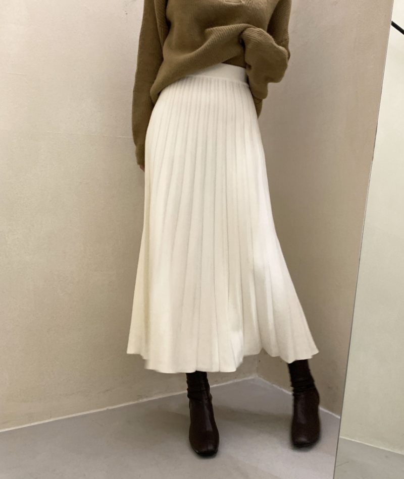 Pleated France style pure A-line autumn skirt