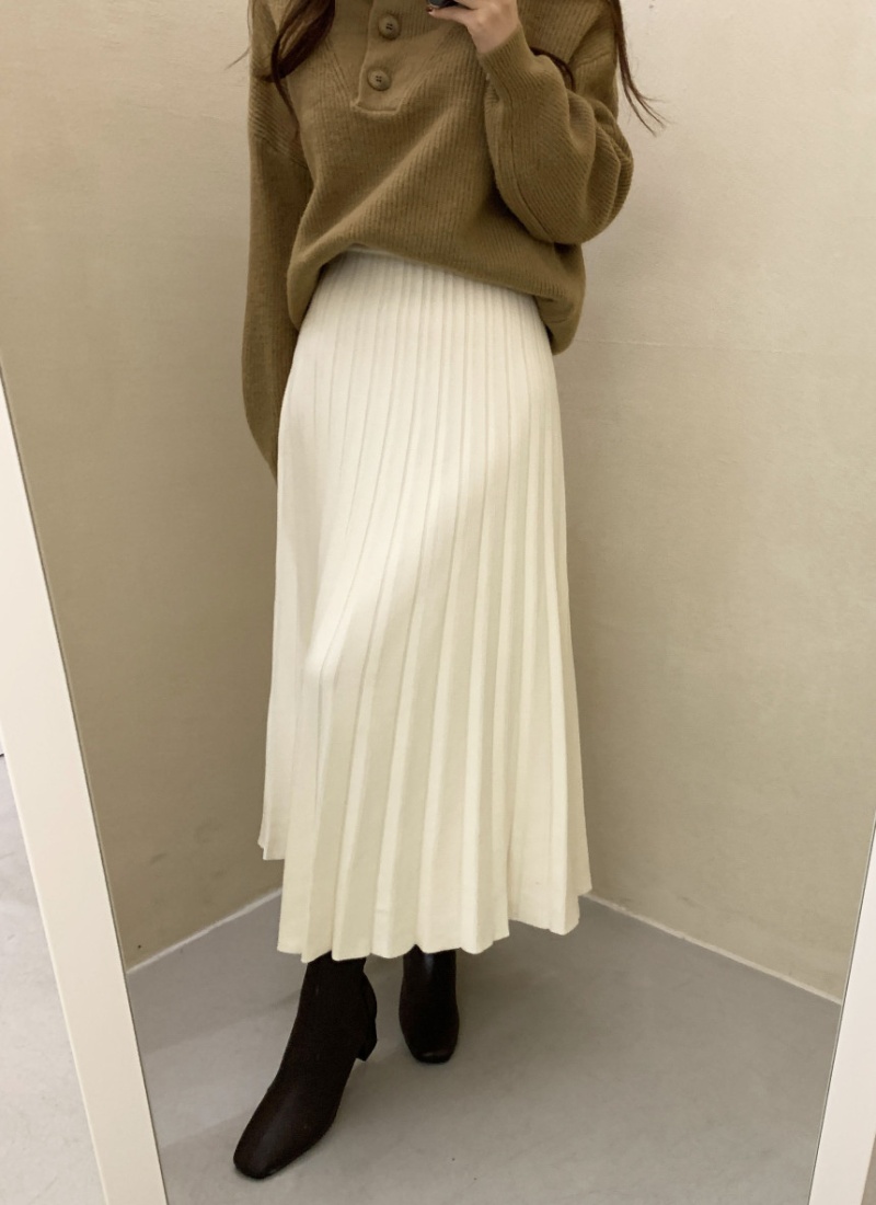 Pleated France style pure A-line autumn skirt